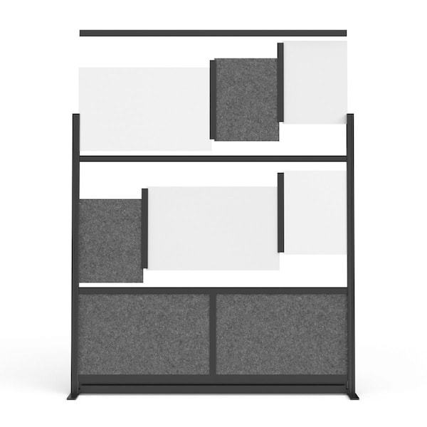 Modular Wall Room Divider System - Black Frame - 70in. X 70in. Starter Wall With Whiteboard